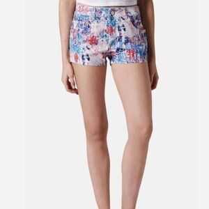 Topshop Velvet Multi Coloured Shorts